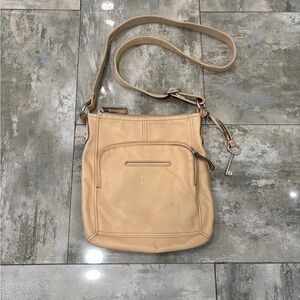 Fossil Beige Leather Shoulder Bag